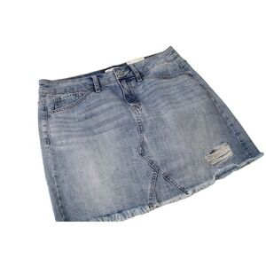 SO Denim Skirt Junior Size 11 Distressed Frayed Bottom Zip Fly NWT